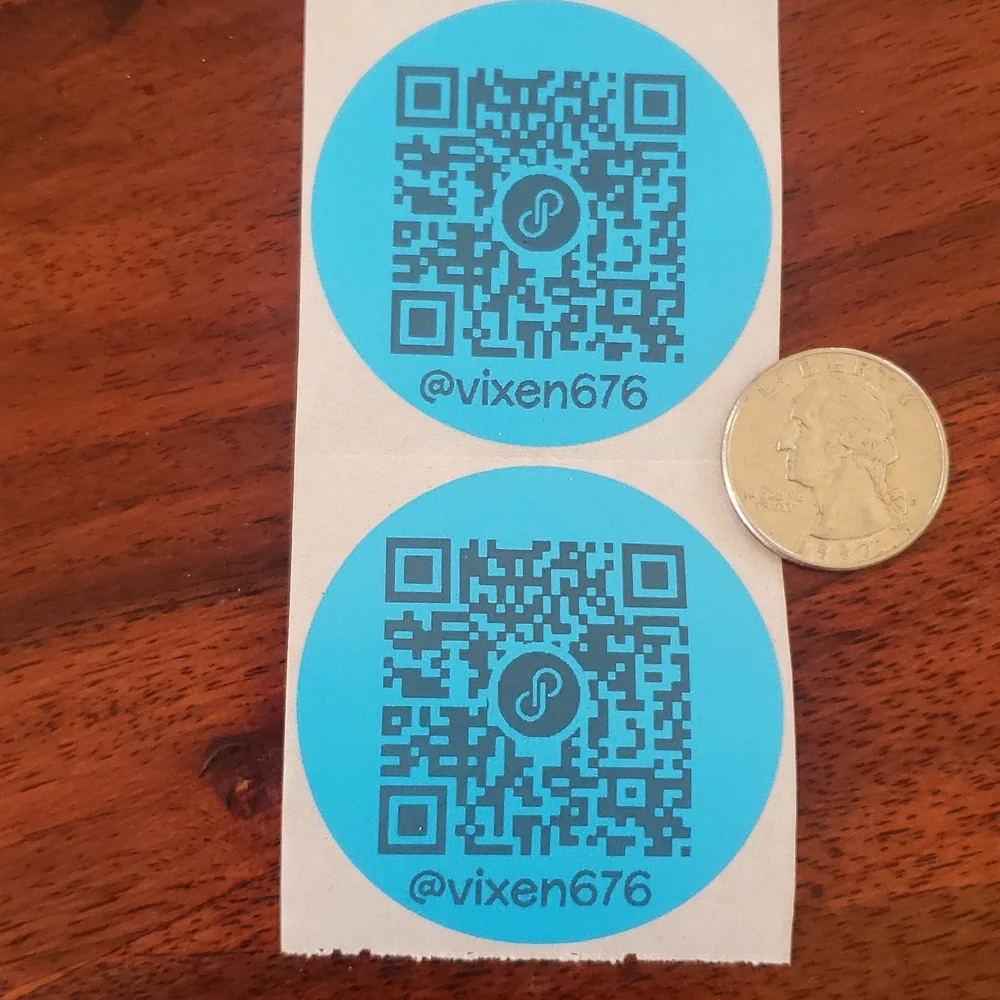 50 CUSTOM QR CODE STICKERS LABELS Turquoise Blue LARGE ROUND TWO INCH - Picture 4 of 4